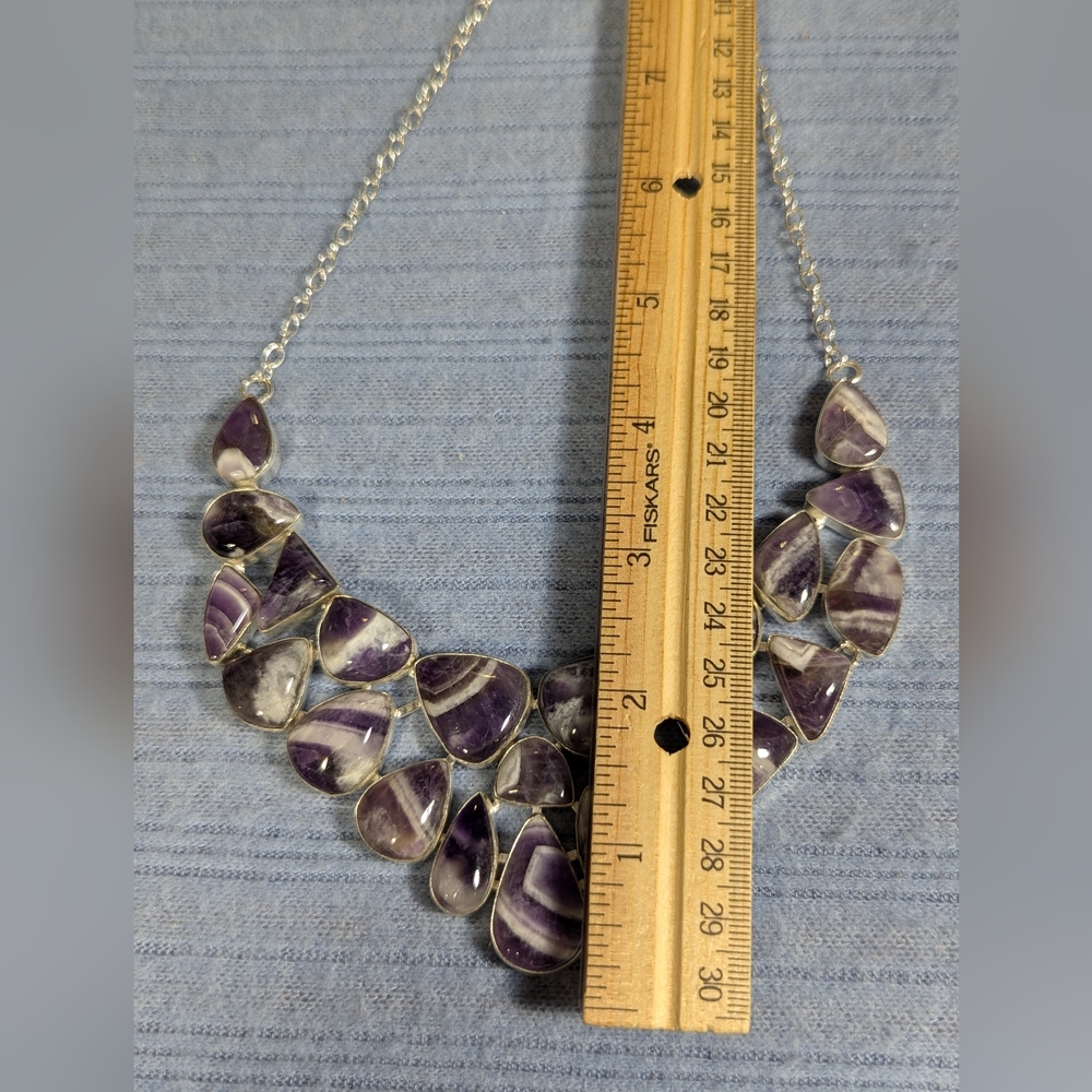 Chevron Amethyst Large Stone Statement Necklace - image 6